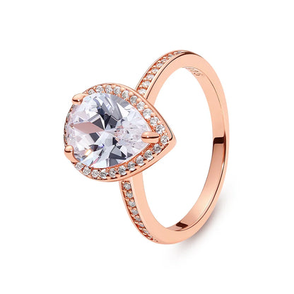 925 Sterling Silver Women’s Ring – Crown, Heart & Wishbone Design with Crystal, Rose Gold Engagement & Wedding Jewelry