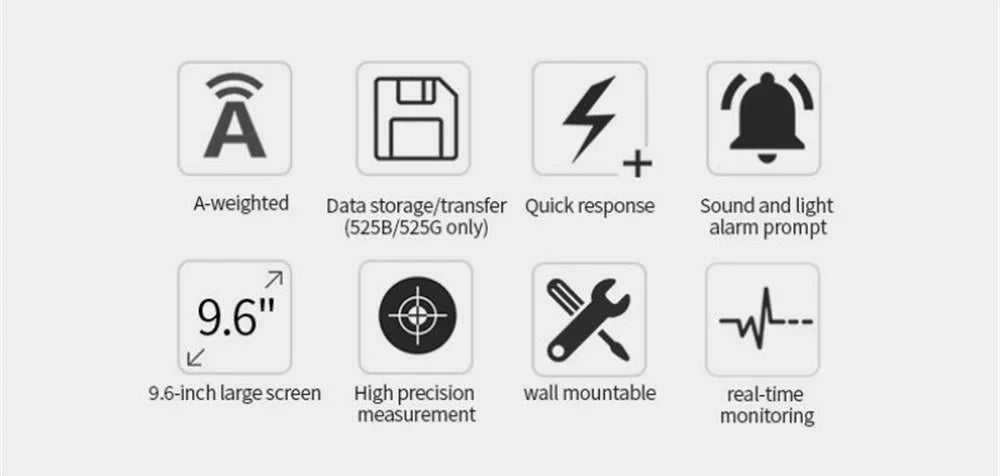 SNDWAY SW-525 Sound Level Meter — Wall-Mounted Digital Noise & Decibel Detector 30-130dB Professional dB Meter