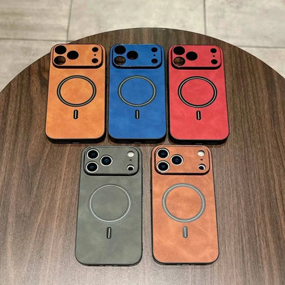 MagSafe Leather Shockproof Phone Case - Magnetic Wireless Charging Cover for iPhone 11, 12, 13, 14, 15, 16 & 17 Series