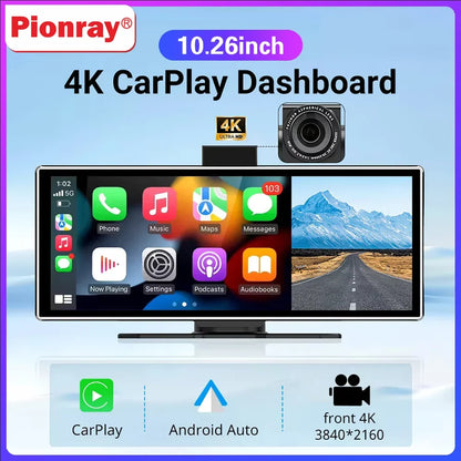 10.26" CarPlay Android Auto Car Stereo - IPS Touchscreen Multimedia Player with AUX, USB & Reversing Camera Support