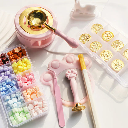 17 Piece Gift Wrap Fire Paint Wax Seal Head Stamp Set for DIY Handmade Seals