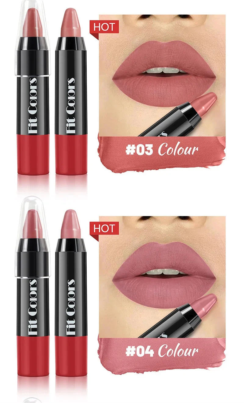 8-Color Velvet Matte Lipstick Pencil – Waterproof, Long-Lasting Sexy Red Lip Tint Non-Stick Makeup Pen