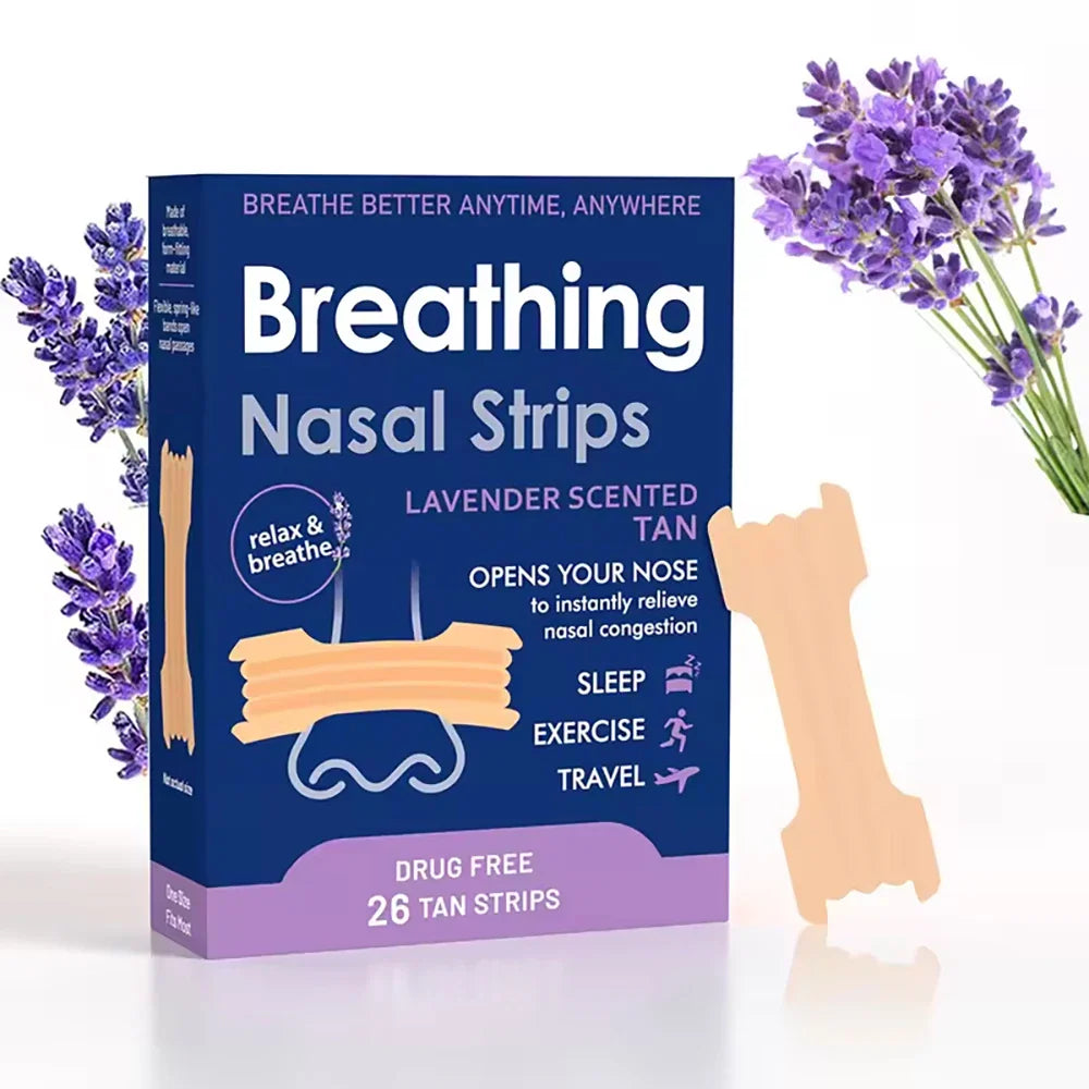 Lavender Scented Nasal Strips — Anti-Snoring Sleep Aid for Better Breathing and Improved Sleep