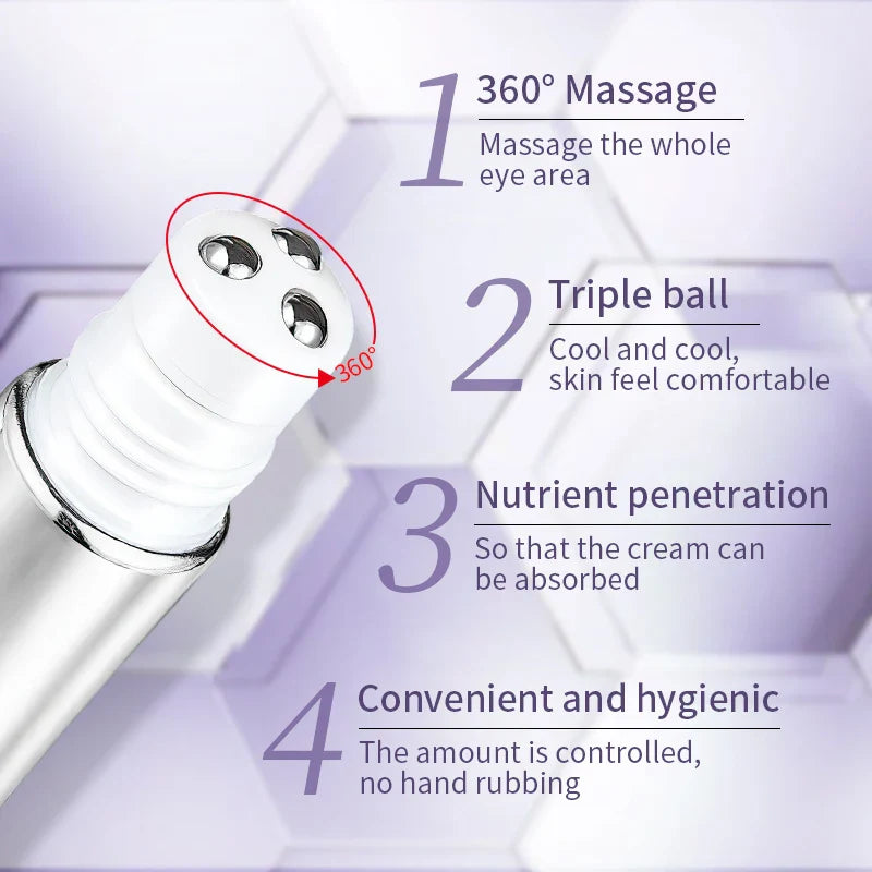 O'CHEAL Anti-Wrinkle Eye Cream Roller – Dark Circle & Puffiness Reducer with Hyaluronic Acid for Anti-Aging Skin Care