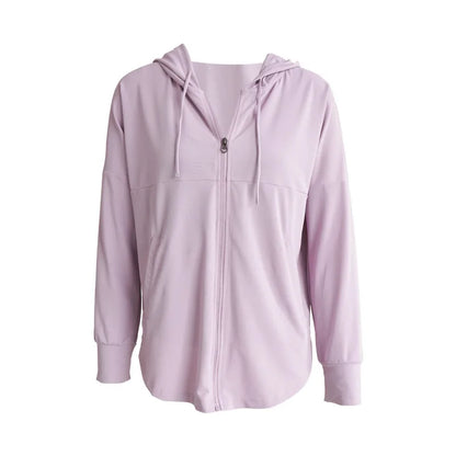 Women’s Lightweight Zip Up Yoga Hoodie Jacket – Long Sleeve Summer Sun Protection Sports Running Workout Activewear Cover-Up