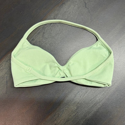 Impact Strappy Halter Sports Bra – Light Support Seamless Gym & Yoga Crop Top with Padding