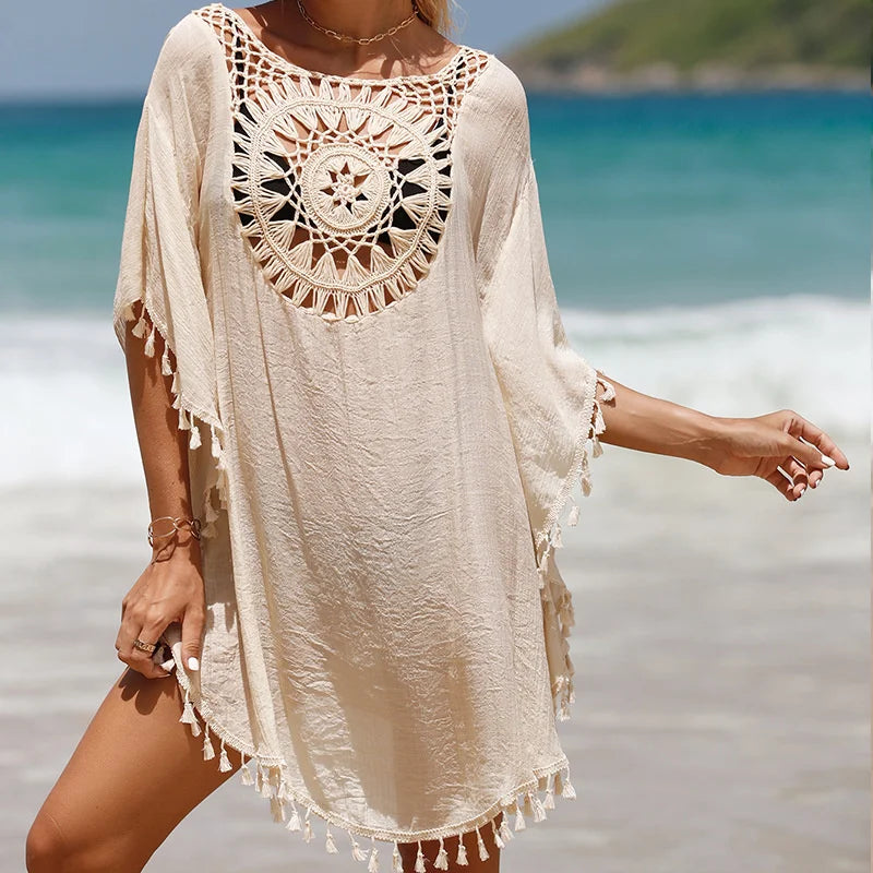 Women’s Crochet Bikini Cover Up Dress – Sexy Summer Beachwear Swimsuit Shirt Cover-Up