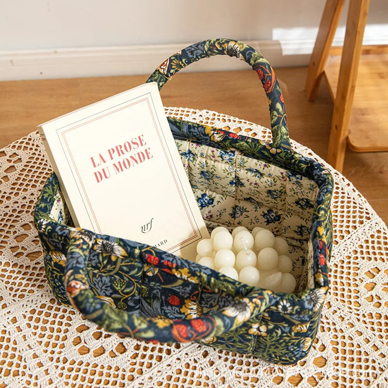 Foldable Cotton Storage Basket – Small Portable Home Organizer for Underwear, Toys, Cosmetics & Misc Items
