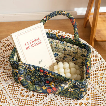 Foldable Cotton Storage Basket – Small Portable Home Organizer for Underwear, Toys, Cosmetics & Misc Items