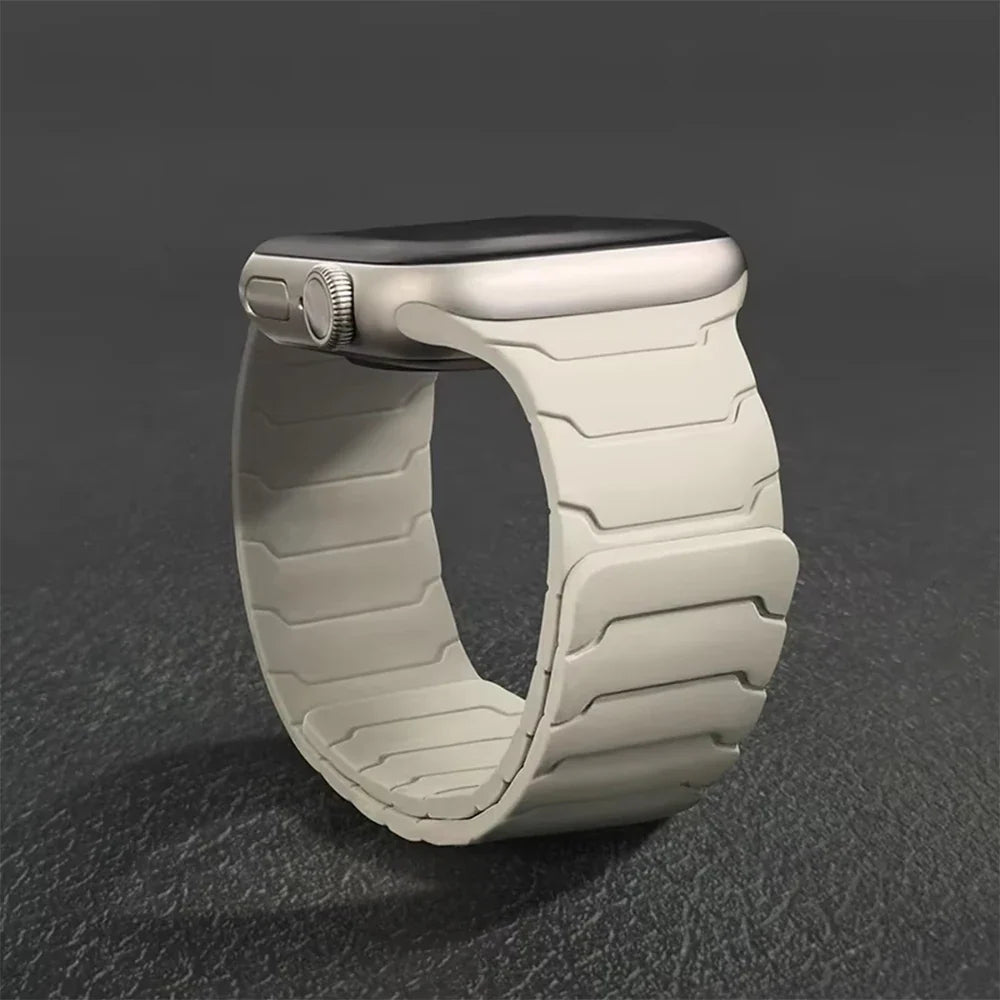 Silicone Magnetic Strap for Apple Watch - Adjustable Band for 49mm/46mm/45mm/44mm/42mm/41mm/40mm Series Ultra, SE & More