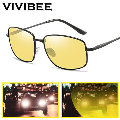 VIVIBEE Polarized Night Vision Driving Glasses – Metal Frame Yellow UV400 Goggles for Men & Women 2025