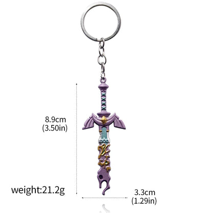 Zelda Tears of the Kingdom Purah Pad Keychain – Master Sword & Hylian Shield Pendant for Fans