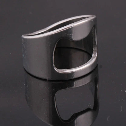 Stainless Steel Bottle Opener Ring - Finger Ring Corkscrew for Beer Cans - Cool Bar and Kitchen Gadget Gift