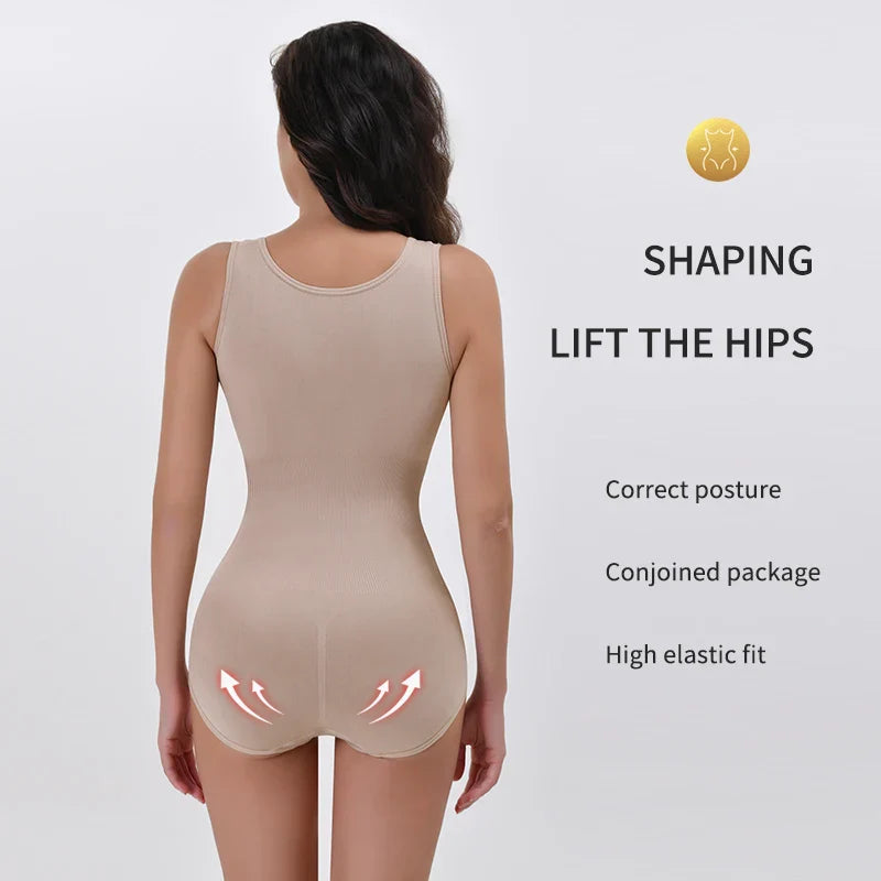 Bodysuit Shapewear – Double Breasted Tummy Control Body Shaper, Postpartum Slimming Waist Trainer & Comfort Corset for Flat Belly