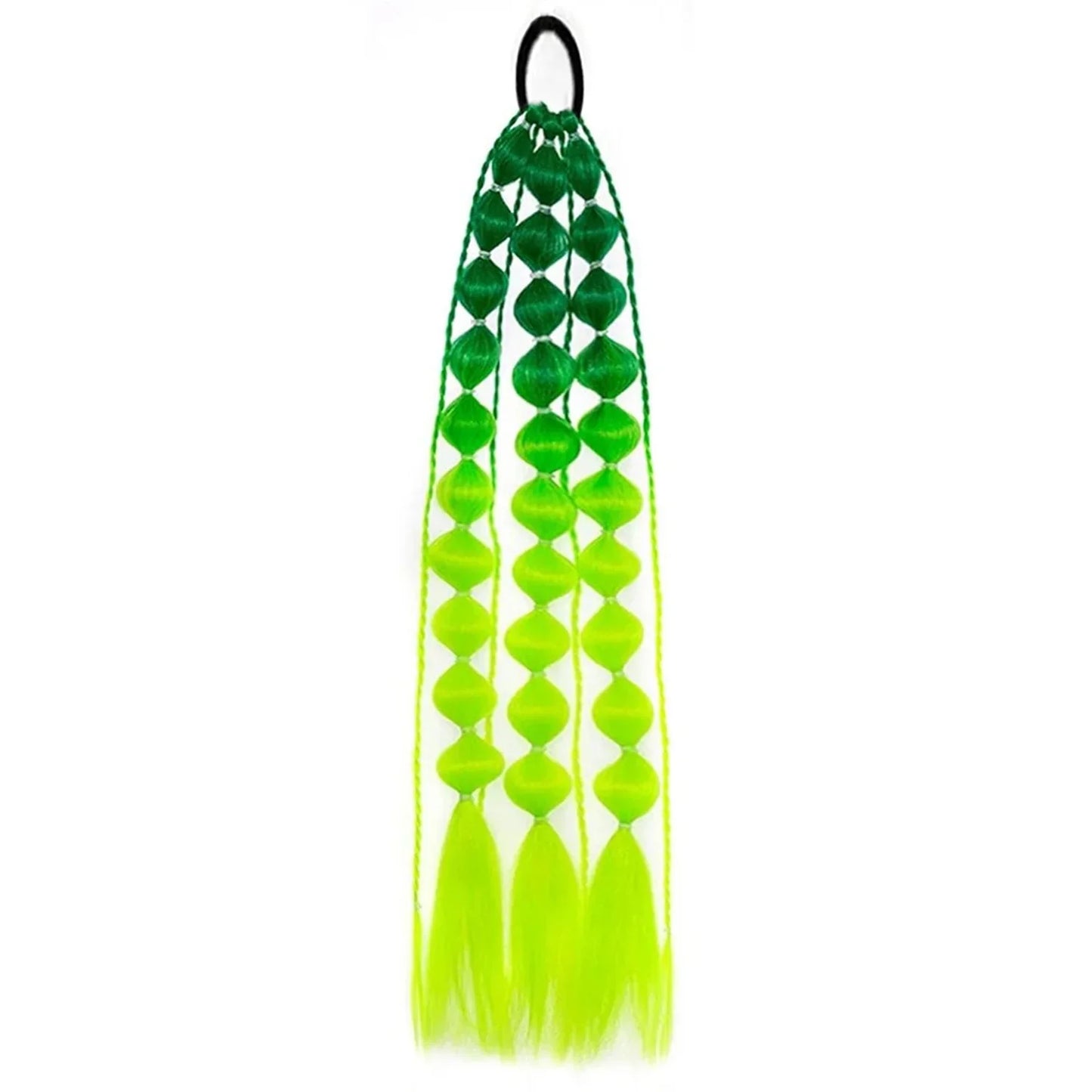 Colorful Bubble Braid Ponytail Extension – Long Lantern Braided Synthetic Hairpiece with Tie