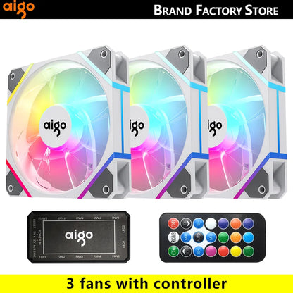 Aigo AM12 RGB PC Fan Kit — 120mm ARGB Water Cooler & Case Cooling Fans with 6-Pin Controller