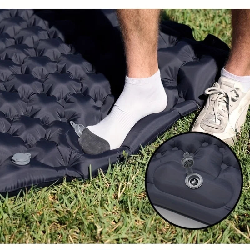Double Inflatable Camping Mattress with Built-in Pillow Pump - Outdoor Air Sleeping Pad for Backpacking and Hiking
