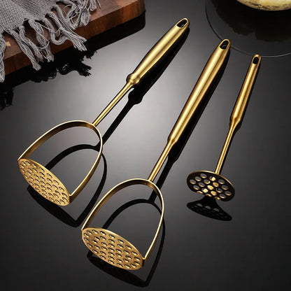 Stainless Steel Kitchen Masher: Manual Potato, Garlic & Pumpkin Crusher - Essential Home Utensil