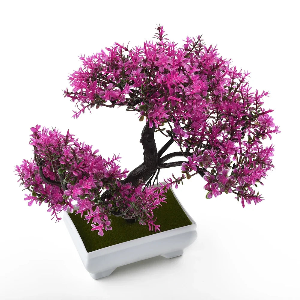 Artificial Bonsai Plant - Small Potted Faux Tree for Home, Office & Table Decor