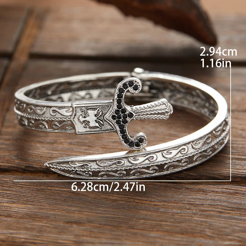 Retro Sword-Shaped Bracelet – Creative Open Bangle for Men & Women, Fashionable Party Jewelry Gift