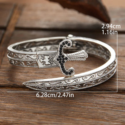 Retro Sword-Shaped Bracelet – Creative Open Bangle for Men & Women, Fashionable Party Jewelry Gift
