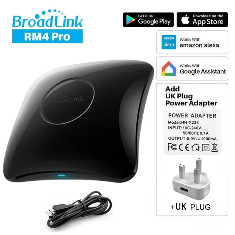 Broadlink RM4 Pro Universal Smart Remote – IR/RF/WiFi Control, Works with Alexa & Google Home