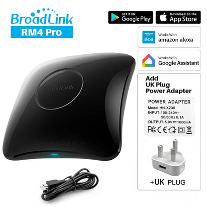 Broadlink RM4 Pro Universal Smart Remote – IR/RF/WiFi Control, Works with Alexa & Google Home