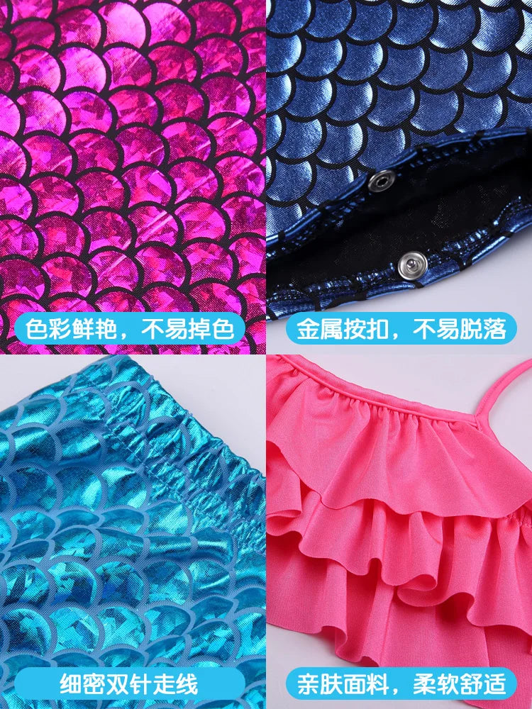 Little Girl Mermaid Tail Swimsuit — Kids Beach Bikini Cosplay Costume, Perfect Birthday Gift for Girls