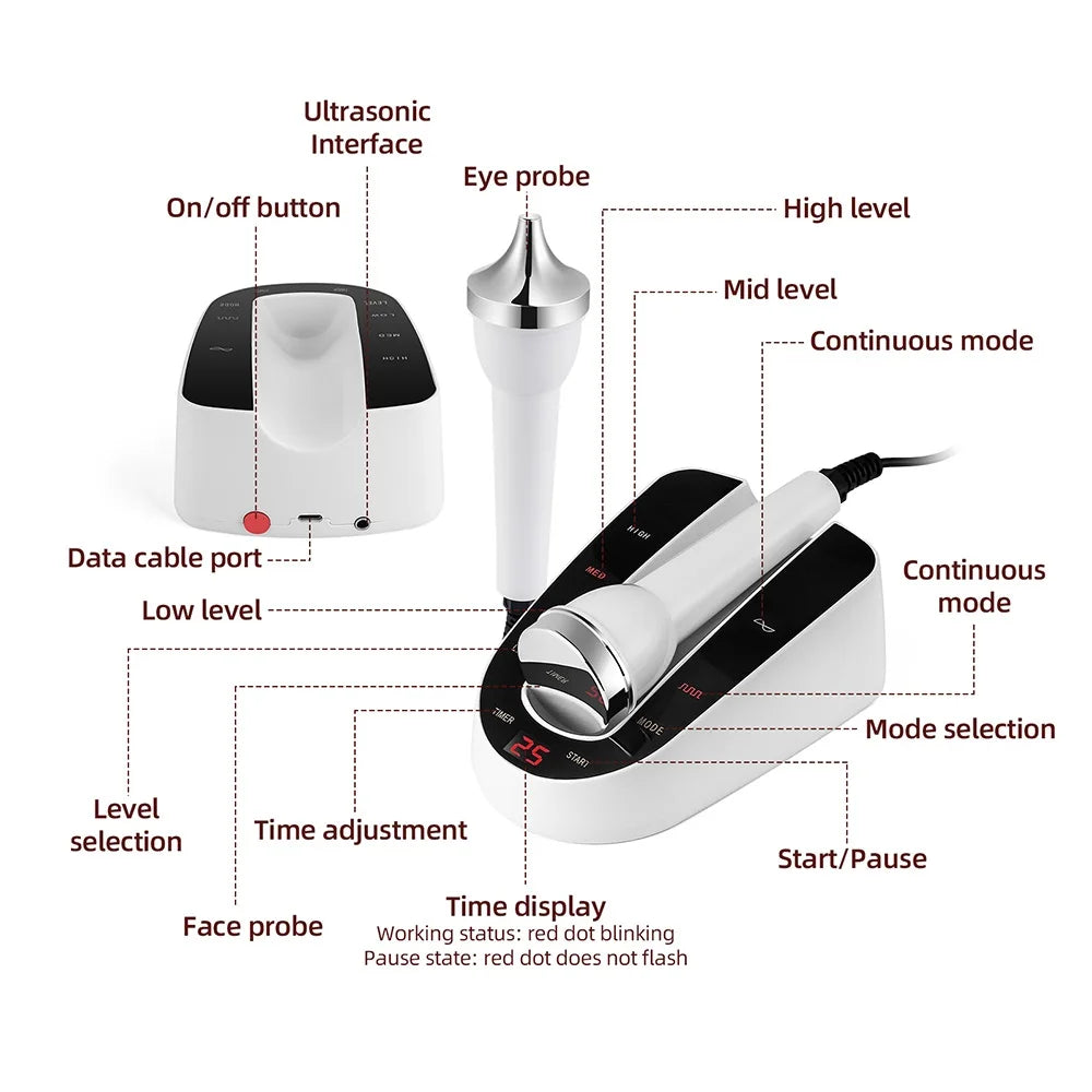 Ultrasound Skin Care Beauty Machine – High-Frequency Facial and Eye Massager for Face Lifting, Deep Cleansing, and SPA Treatment