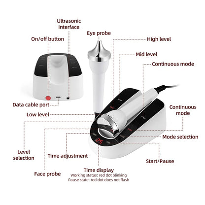 Ultrasound Skin Care Beauty Machine – High-Frequency Facial and Eye Massager for Face Lifting, Deep Cleansing, and SPA Treatment
