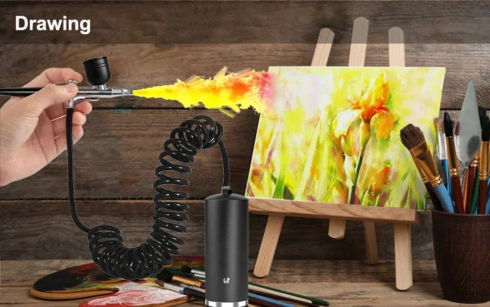 Portable Wireless Airbrush Kit — Handheld Electric Spray Gun with Compressor for Coloring, Tattoo, Graffiti & Model Painting