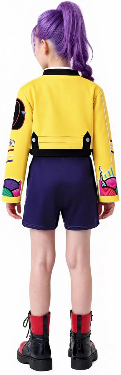 Kpop Rumi Zoey Mira Party Girls Demon Hunters Cosplay – Jacket and Shorts Outfit for Kids’ Halloween and Singer Costume