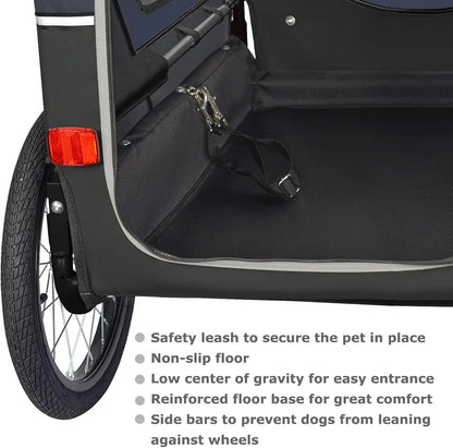 S-Line XL Pet Bike Trailer & Stroller — Folding Dog Cart with Suspension Wheels for Pets up to 100 lbs