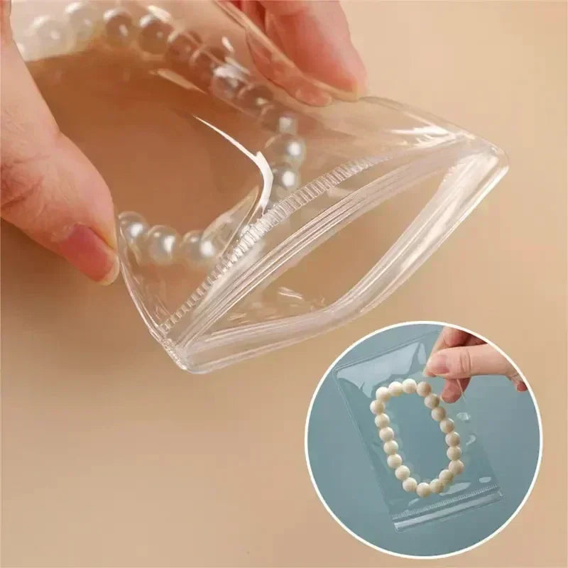 10/100pcs Thick PVC Jewelry Bags — Transparent Self-Sealing Pouches for Storage, Display & Anti-Oxidation Protection