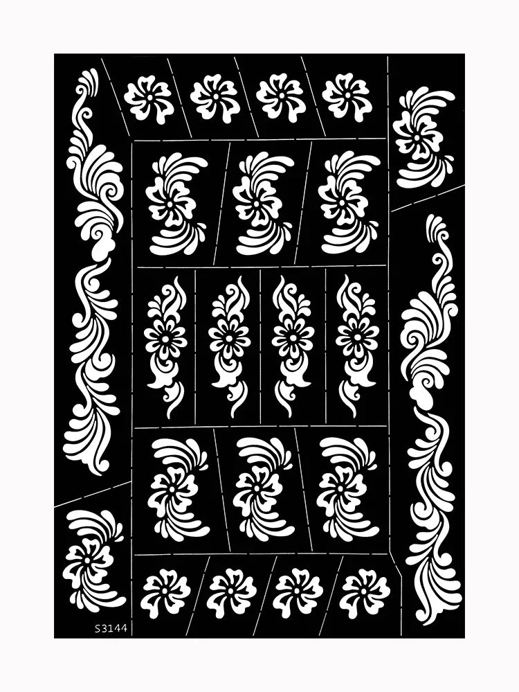 Reusable Henna Stencil Templates for Hand & Body – Floral Tattoo Stencils for Women, Weddings & Festivals Body Art Makeup Tools