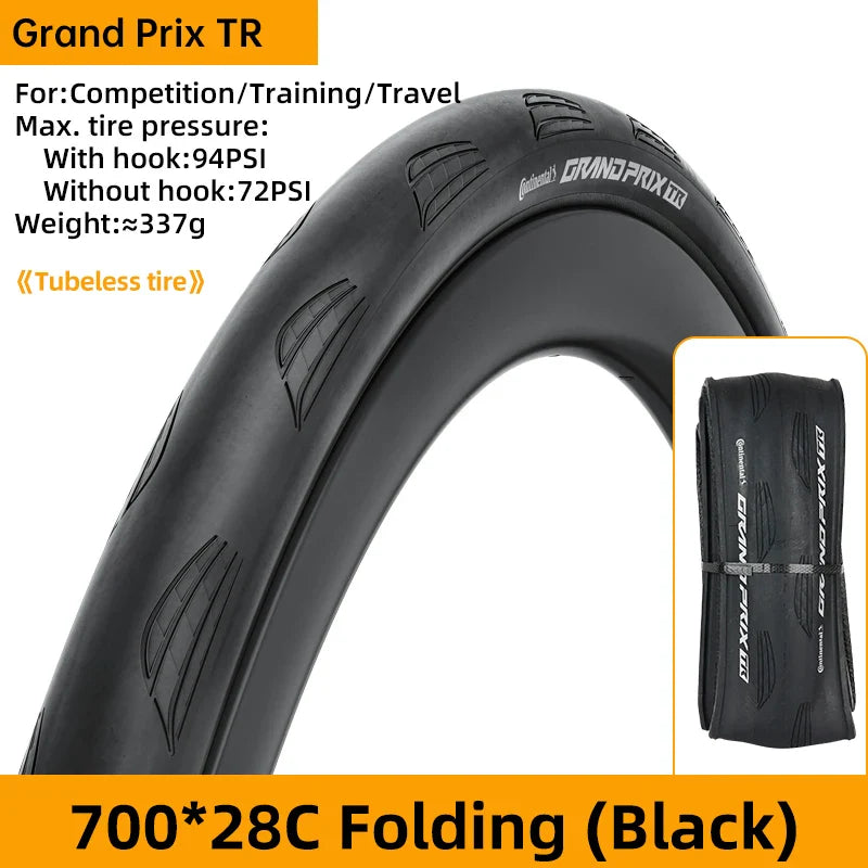 Continental Grand Prix Road Bicycle Tire – 700C Folding Clincher, Tubeless & Tube Options
