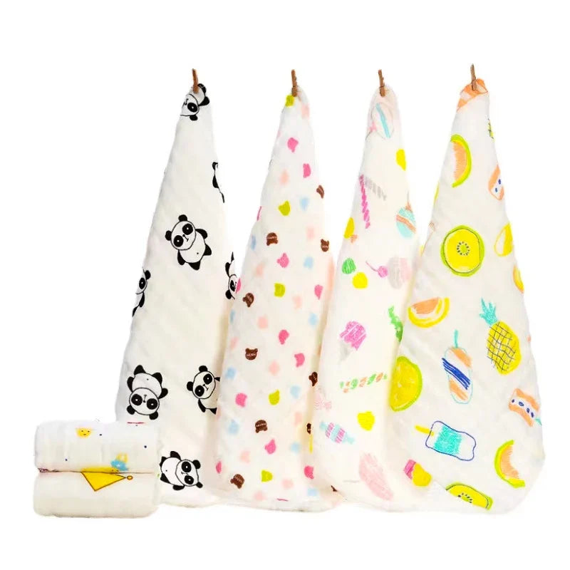 5-Piece 6-Layer Muslin Baby Towels - Soft Cotton Face, Bath, Feeding & Burp Cloths