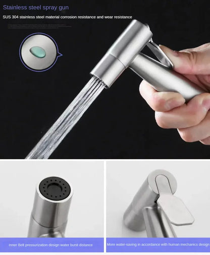 304 Stainless Steel Toilet Spray Gun Set – High Pressure Bathroom Douche & Women’s Washer Nozzle