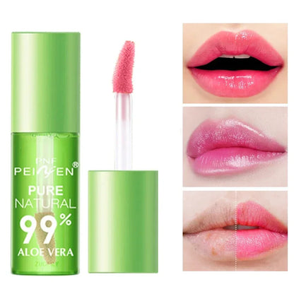 Natural Aloe Essence Lip Gloss – Moisturizing, Color-Changing, Waterproof & Long-Lasting Lip Care Lipstick