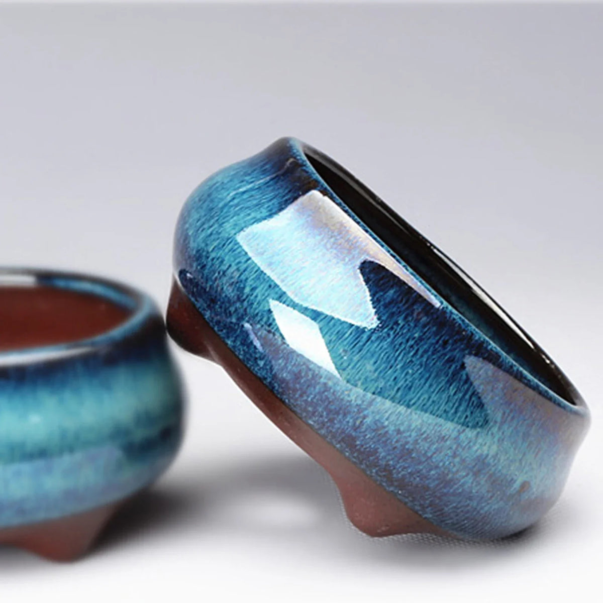 Breathable Ceramic Bonsai Pots - Stoneware Flowerpots with Drainage Holes for Garden Plants