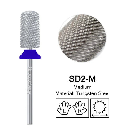 Gold Tungsten Carbide Nail Drill Bits – Large Barrel Milling Cutter, Pro Reversed Durable Grinding & Polishing Tools Accessories 4XC