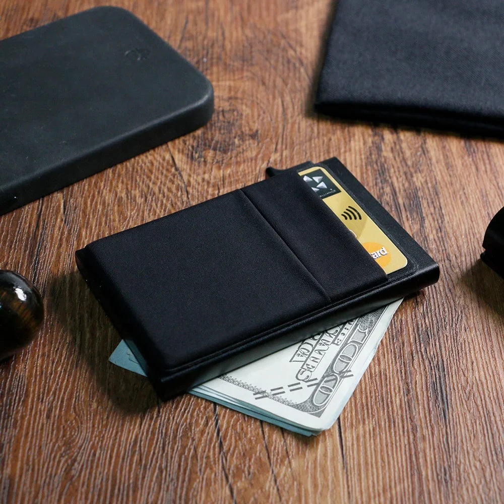 RFID Credit Card Holder for Men, Thin Slim Luxury Metal Mini Minimalist Wallet, Bank & ID Cardholder Case
