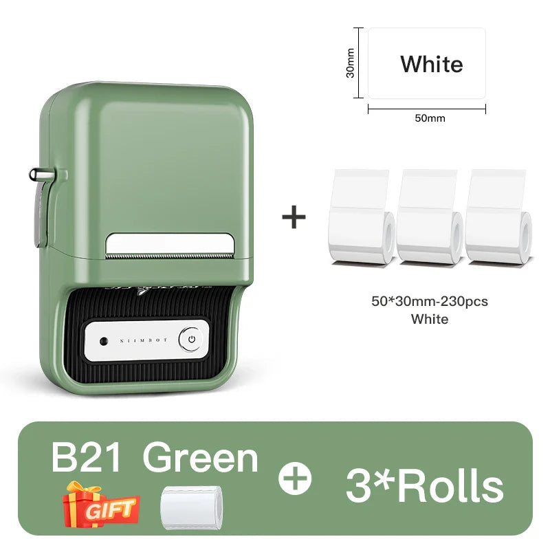NIIMBOT B21 Portable Thermal Printer – 1500mAh Wireless Sticker Printer with Self-Adhesive Labels for Barcode, Clothing & Jewelry