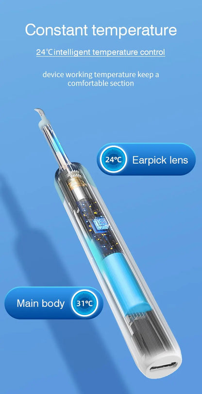 Wireless Visual Ear Endoscope Camera – 5MP Ear Cleaning Tools with Safe Silicone Earpick, Luminous Otoscope & Ear Wax Remover