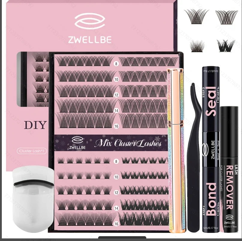 780pcs Eyelash Clusters Kit – 8-16mm Extension with Bond & Seal, Remover, Applicator for DIY Home Makeup
