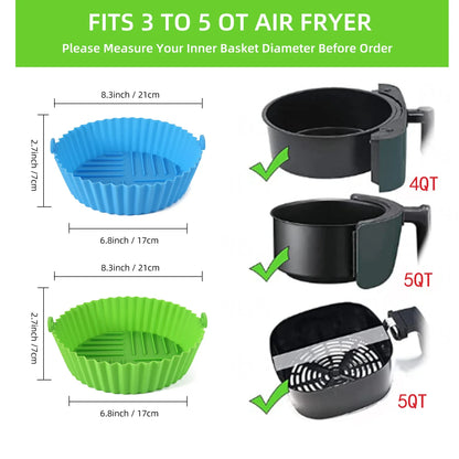 Reusable Air Fryer Silicone Liners: Food-Safe, Non-Stick Silicone Pot for Air Fryer Basket - Easy Cleaning Accessory