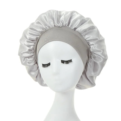 Women's Silky Satin Night Sleep Cap - Double Layer Adjustable Hair Bonnet, Shower Cap for Curly Hair Styling Accessories