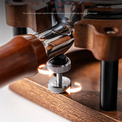 51/53/54/58mm Wood Coffee Tamper Station – Portafilter & Filter Screen Holder Stand for Espresso Barista Tools