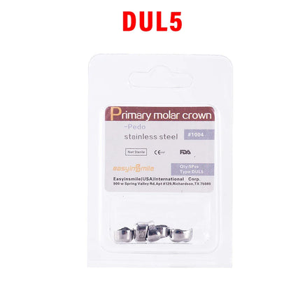 5PCS EASYINSMILE Kids Stainless Steel Dental Crowns – Primary Molar Teeth Refill D2-D7