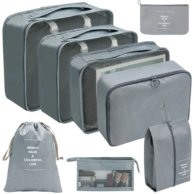 7–10 Pc Travel Organizer Storage Bags Set – Portable Packing Cubes for Suitcase, Clothes, Shoes & Luggage Tidy Pouch